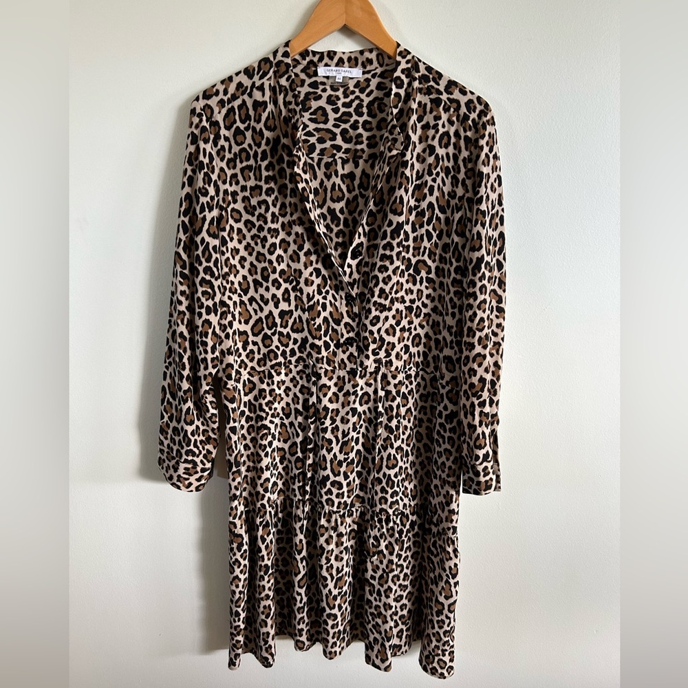 GERALD DAREL Dress Swing Animal Print Long Sleeve IT 44 Large